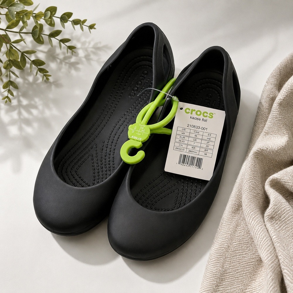 Crocs Kadee Flat Womens Size 9 Black Slip On Comfort Ballet Shoes 210833-001 NEW